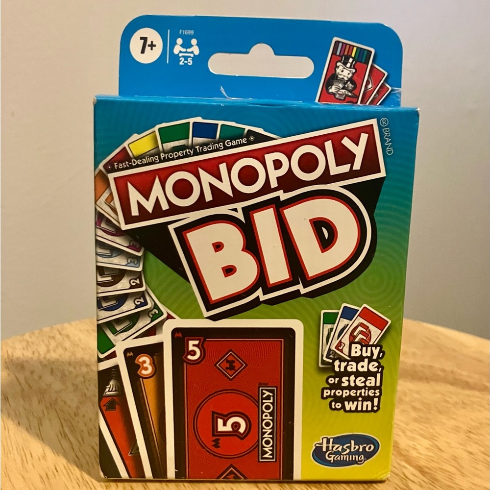 Hasbro Monopoly Bid Card Game - Blue and Red